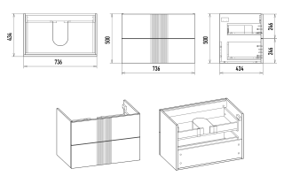 Подвесная тумба под раковину Brevita Vega VEG-09080-0802Я 80см зелёный/золото
